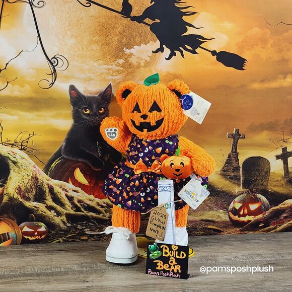 Build A Bear Pumpkin Glow Plush Jack O'Lantern Halloween 2023 Dress Clothes GIRL - Picture 7 of 16
